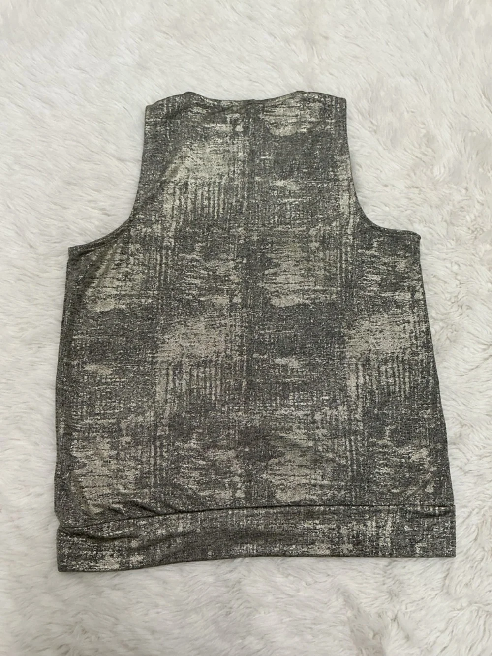 💜 Anthropologie - Metallic Silver Sleeveless V-Neck (wrap style) Women's Top - Picture 6 of 6